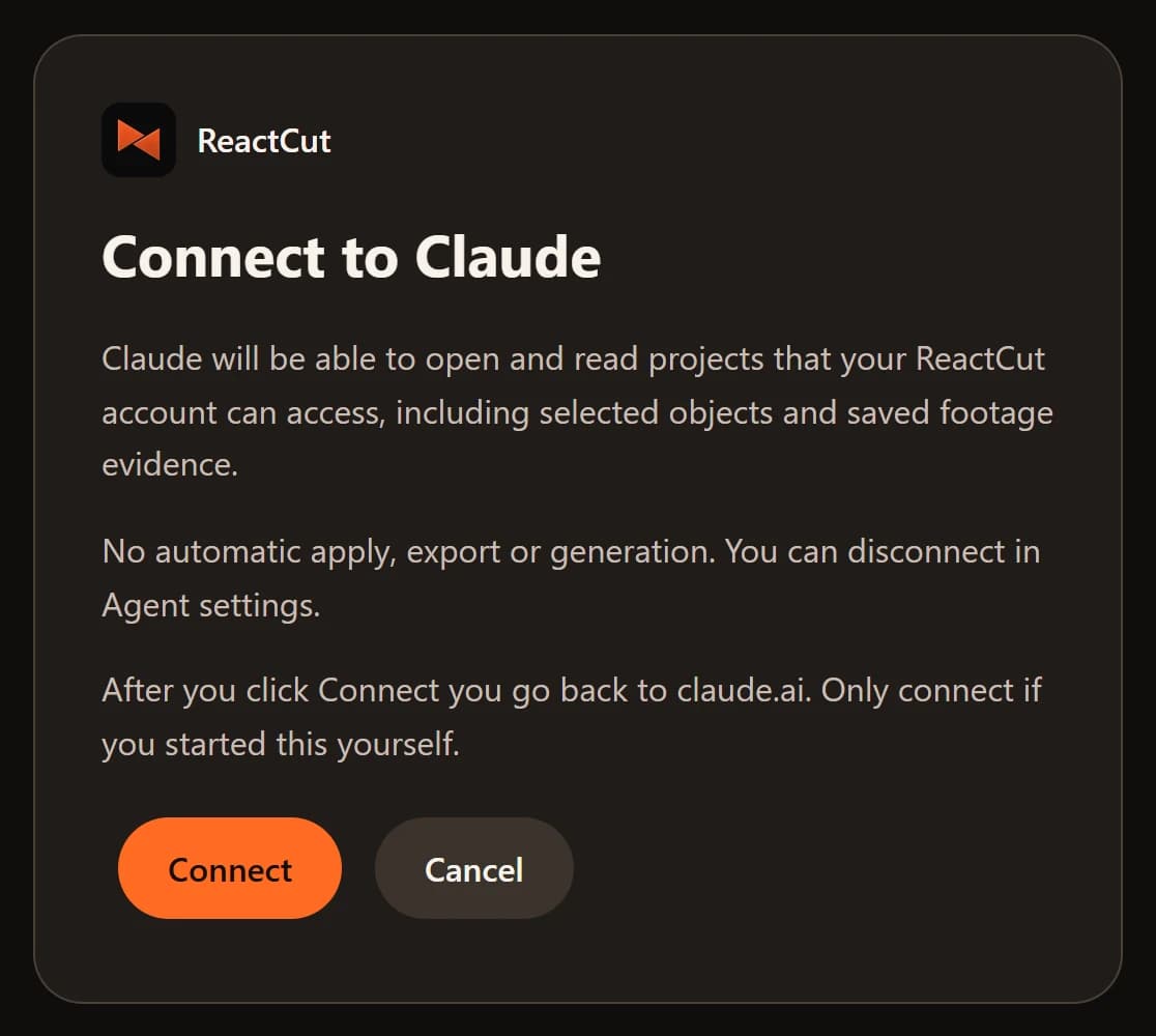 ReactCut's Connect page